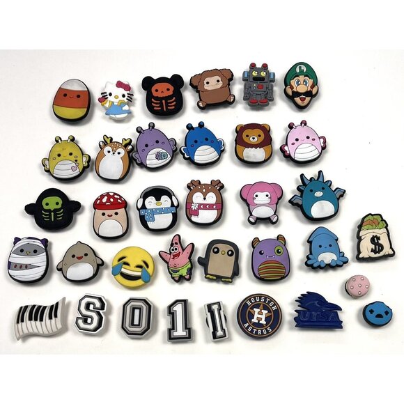 Mixed Lot 35 Various SHOE CHARMS for Crocs Clogs Accessories Decoration PVC EUC - Picture 1 of 6